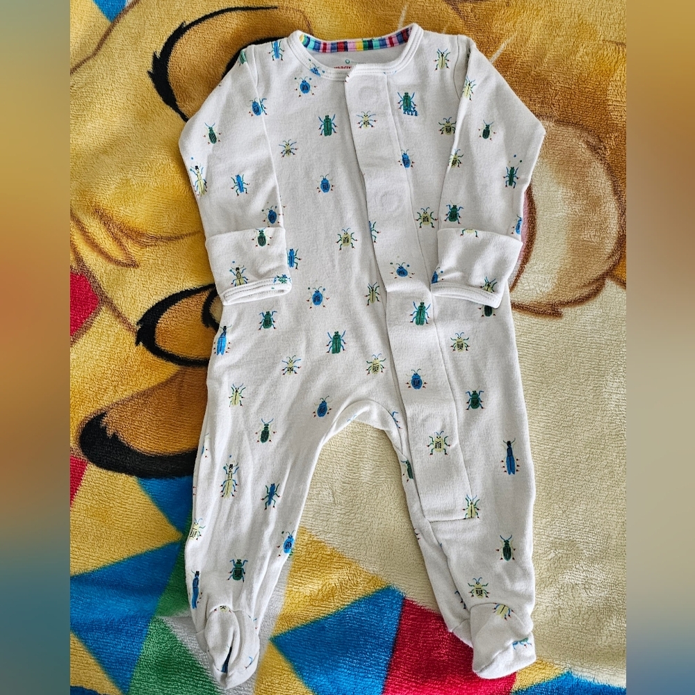 Magnetic Me White Footies with Colorful Bug Print